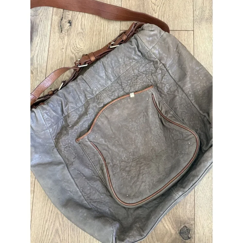 ANTHROPOLOGIE Schuler & Son Manzanilla hobo purse leather bag gray brown